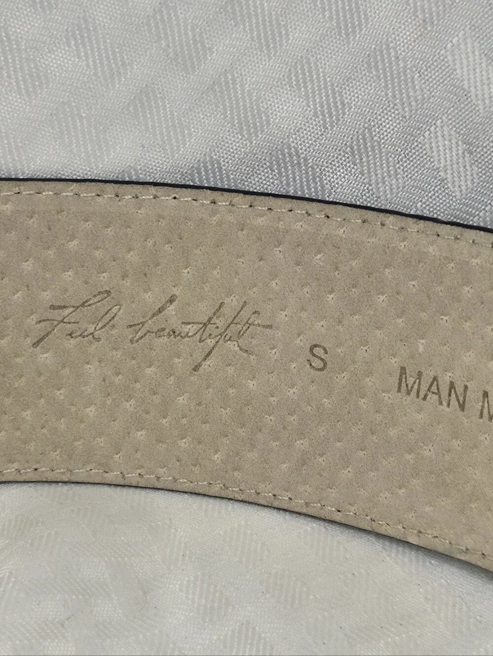 White House Black Market Wide Belt Navy Blue Snake Print Leather Lining Sz Small